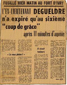 LIEUTENANT ROGER DEGUELDRE ASSASSINE LE 6 JUILLET 1962 PAR LA REPUBLIQUE